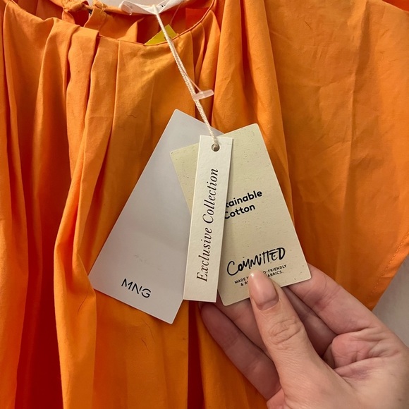 NWT! Mango 100% COTTON MIDI DRESS WITH BOW | size 4 - Picture 4 of 5